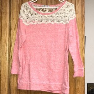 Maurices pink long sleeve with lace top